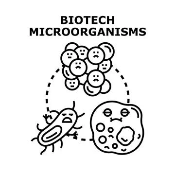 Biotech microorganisms causing cellular infection and disease concept Stock Illustration