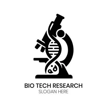 Biotech Microscope Logo Design with DNA Helix Structure Stock Illustration