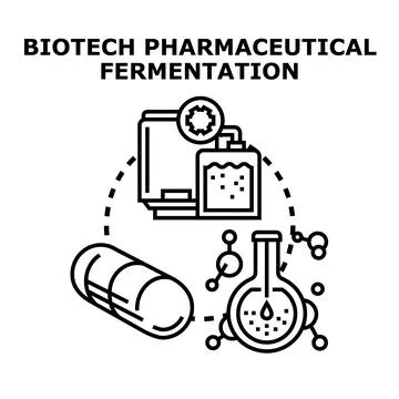 Biotech pharmaceutical fermentation process developing medical drugs 스톡 일러스트