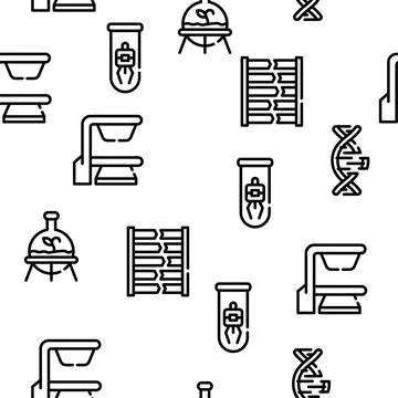 Biotech Technology Vector Seamless Pattern Illustrazione stock