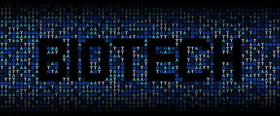 Biotech text on DNA genetic code background illustration Stock Illustration