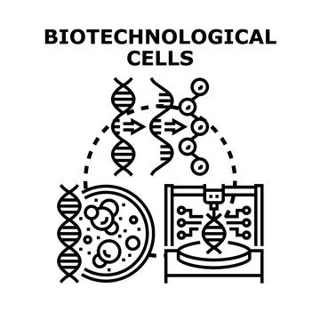 Biotechnological cells engineering dna and genetic research Stock Illustration