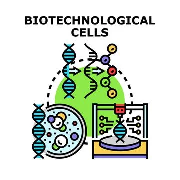Biotechnological cells engineering dna and genetic research Stock Illustration