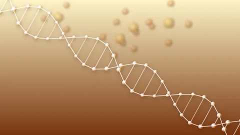 Biotechnology 3D DNA double helix spinning loop background Vídeo Stock 343727490