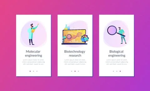 Biotechnology app interface template. Illustrazione stock