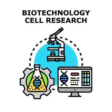 Biotechnology cell research process concept illustrating science Illustrazione stock