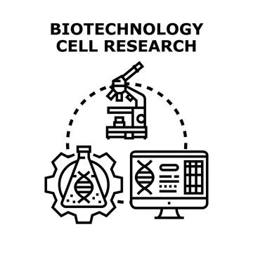 Biotechnology cell research process concept illustrating science Stock Illustration