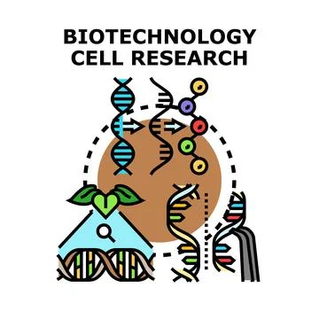 Biotechnology cell research process developing genetic science Stock Illustration
