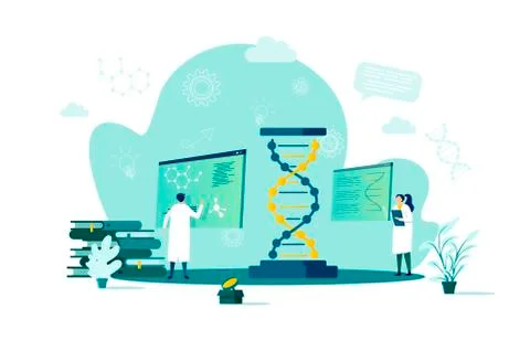 Biotechnology concept in flat style. Stock Illustration
