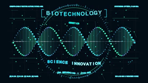 Biotechnology dna sequencing interface with digital genetic helix animation.. Stock-Footage 347147200