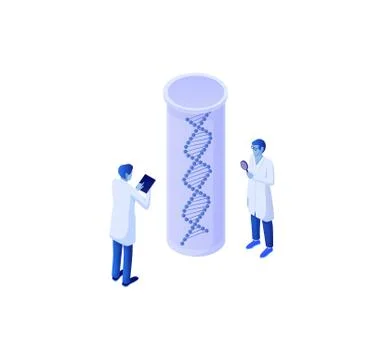 Biotechnology genetic analysis isometric data. Collection study genetic data Stock Illustration