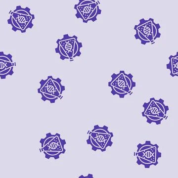 Biotechnology lab cryptogenetics glyph seamless pattern Stock Illustration