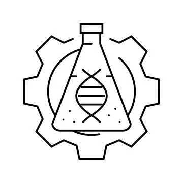 Biotechnology lab cryptogenetics line icon vector illustration Illustrazione stock