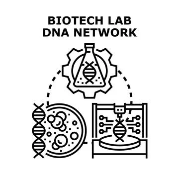 Biotechnology lab discovering human dna genome network Stock-Illustration