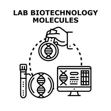 Biotechnology lab exploring dna and molecular research Stock Illustration