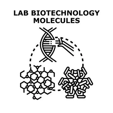 Biotechnology lab research manipulating molecules and dna structure Stock Illustration