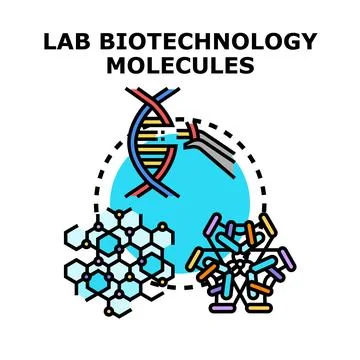Biotechnology lab research manipulating molecules and dna structure Stock Illustration