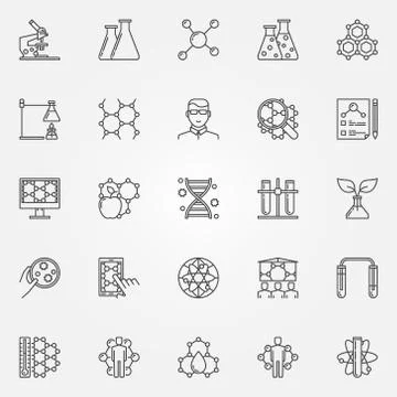Biotechnology line icons set 스톡 일러스트