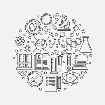 Biotechnology linear illustration Stock Illustration