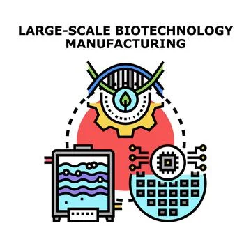 Biotechnology manufacturing process combining science and technology Illustrazione stock