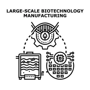 Biotechnology manufacturing process combining science and technology Illustrazione stock