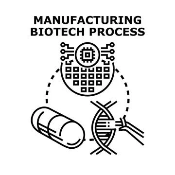 Biotechnology manufacturing process with dna engineering and smart production Stock Illustration