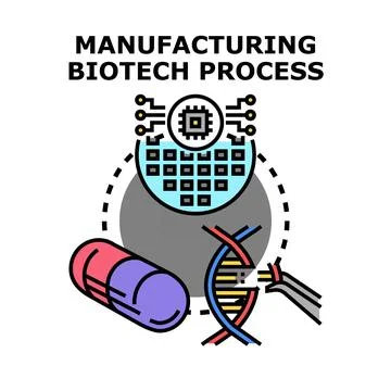 Biotechnology manufacturing process with dna engineering and smart production Stock Illustration