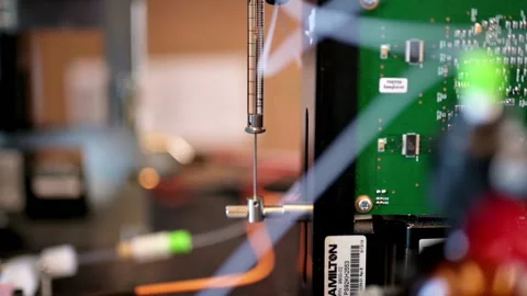 Biotechnology material sciences machine using analyzing liquid Video stock 169998767