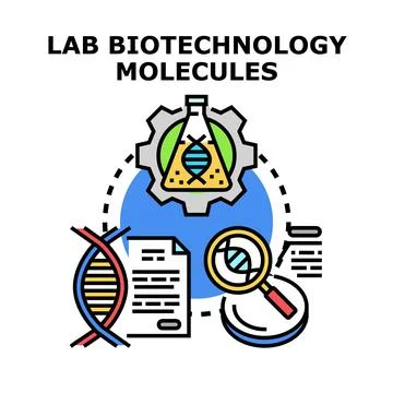 Biotechnology process researching genetic data and molecules イラスト素材