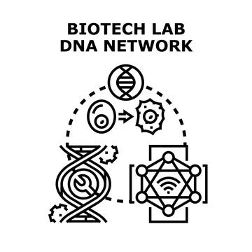 Biotechnology research developing genetic engineering network concept 스톡 일러스트