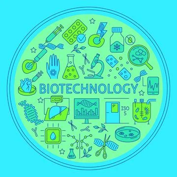Biotechnology round poster Stock Illustration
