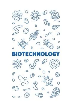 Biotechnology Science concept outline vector vertical banner Stock Illustration