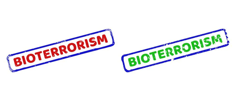 BIOTERRORISM Bicolor Rough Rectangle Watermarks with Unclean Surfaces Stock Illustration