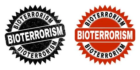 BIOTERRORISM Black Rosette Seal with Rubber Style Stock Illustration