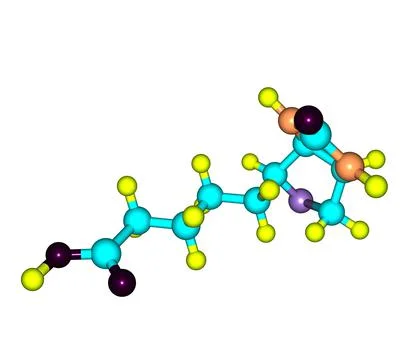 Biotin (B7) molecular structure on white background Stock Illustration