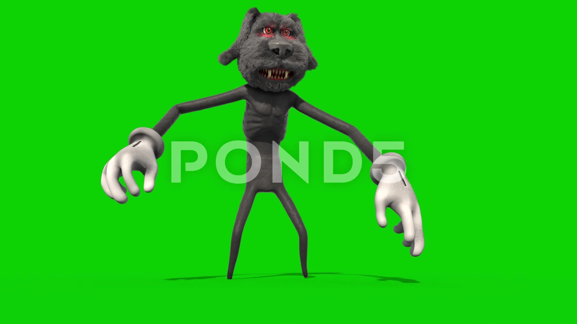 Bipedal Monster Dog Attacks Green Screen... | Stock Video | Pond5