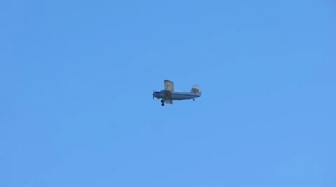 Biplane an-2 in sky Stock Footage 43214613