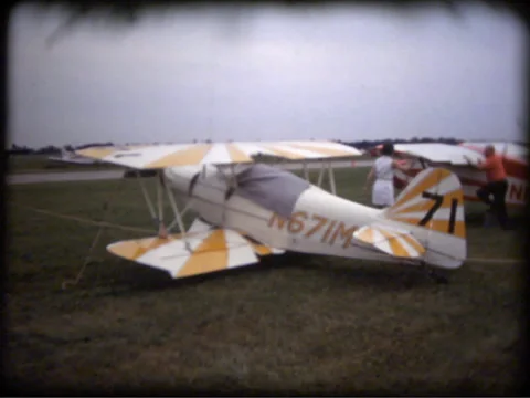 Biplane at Airshow Stock Footage 33186047