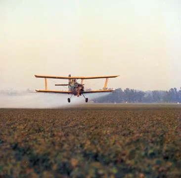 Biplane crop dusting Foto stock