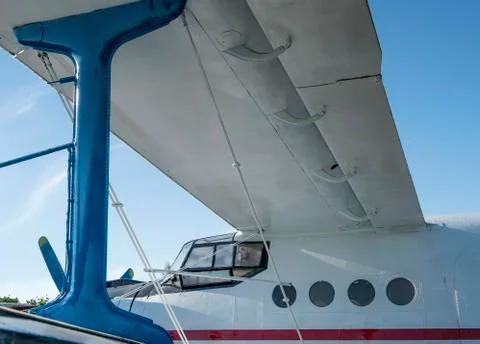 Biplane side close-up view Stock Photos