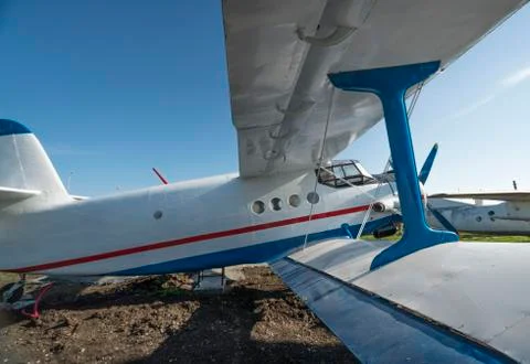 Biplane side wing view Stock Photos