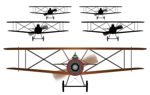 Biplane Squadron Stock Illustration
