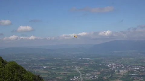 A biplane in Switzerland Stock Footage 64127220