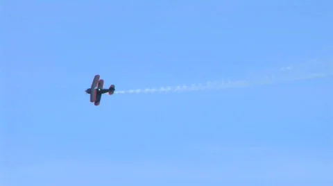 Biplane Trails Smoke Stock Footage 139938