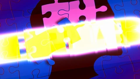 Bipolar with a background of the human brain with punk and blue pieces Stock Footage 123564409