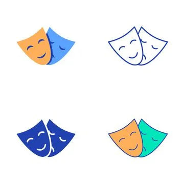Bipolar disorder icon set in flat and line style Stock Illustration