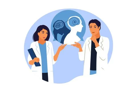 Bipolar disorder mind mental concept. Mood disorder. Practitioner doctors con Stock-Illustration