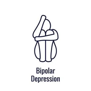 Bipolar Disorder or Depression BP Icon Set Showing Mental Health Symbols Stock Illustration