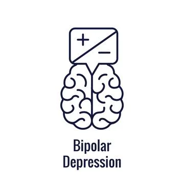 Bipolar Disorder or Depression BP Icon Set Showing Mental Health Symbols Stock Illustration