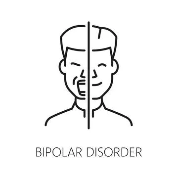 Bipolar disorder psychological problem line icon Stock Illustration
